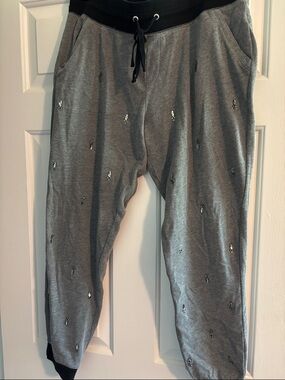 New York & Company Gray Track Joggers with Black Waistband